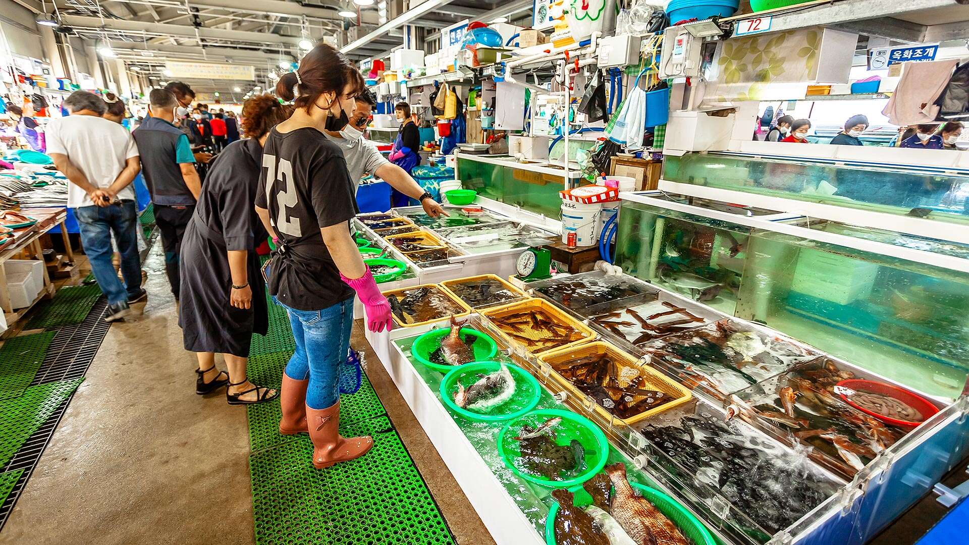 주문진수산시장에서 구매 중인 사람들 04